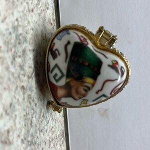 Vintage Hinged Heart Shaped Jewelry Box